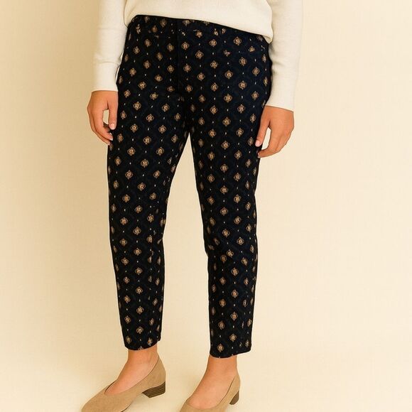 GAP Black & Gold Printed Skinny Jeans | Slim Fit Stretch Ankle Pants Size 2 - Picture 2 of 12